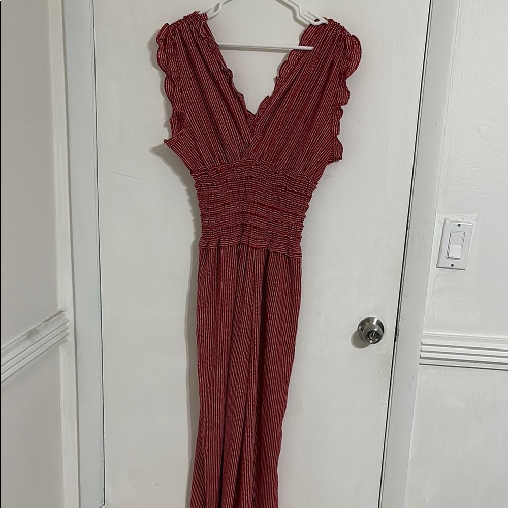 Max Studio Orange Sleeveless Gown V-Neck Flutter Sleeve